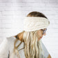 Cream Extra Wide Cable Knit Headband, Chunky Knit Winter Headband with Button