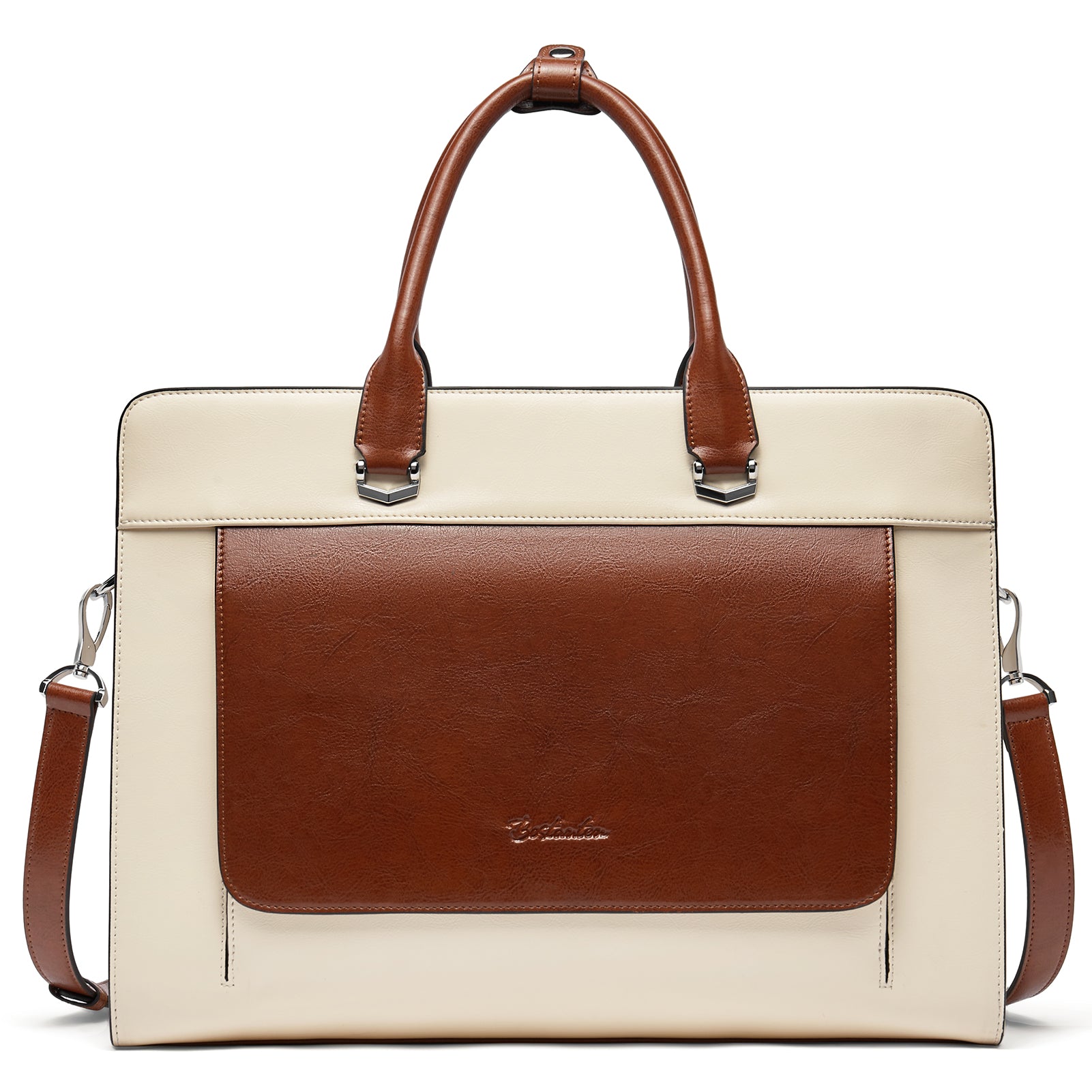 BOSTANTEN Briefcase for Women Leather Laptop Handbag 15.6 Inch Computer Bag Shoulder Work Tote Stylish 
