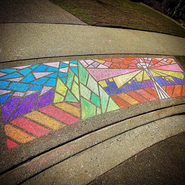 sidewalk chalk with space needle