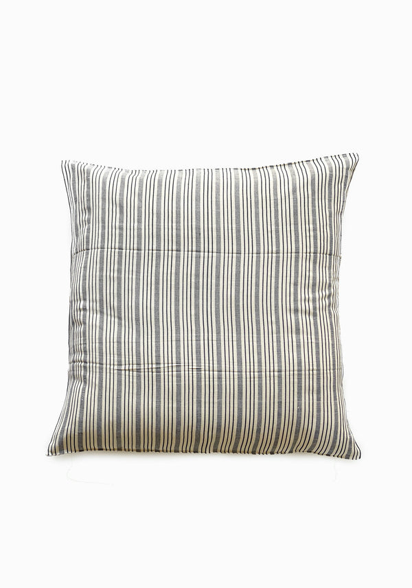 Floor Cushion, Natural/Blue Quad Stripe | 32" x 32"