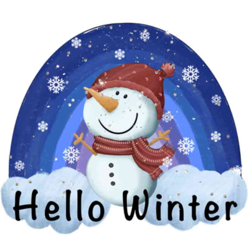 Hello Winter Snowman Rainbow (DTF Transfer)