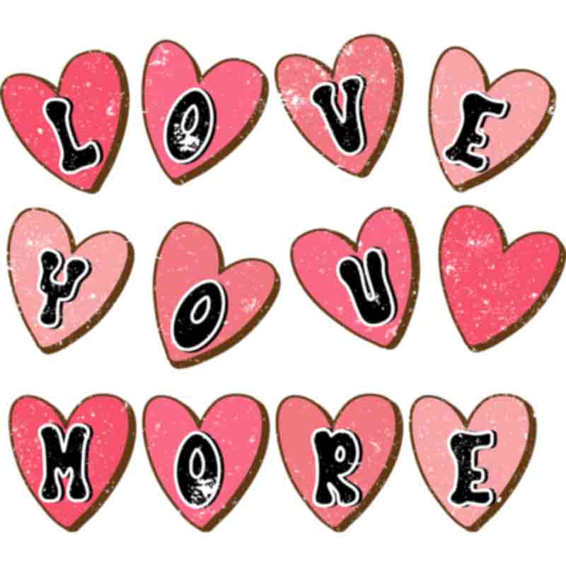 Love You More Heart Letters (DTF Transfer)