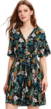 Perfect Dress Women's Boho Button Up Split Floral Print Flowy Party Dress