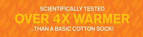Over 5X warmer than a basic cotton sock!