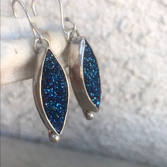blue druzy sterling earrings