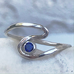 sapphire sterling wave ring