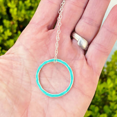 seagreen open circle karma necklace sterling silver chain
