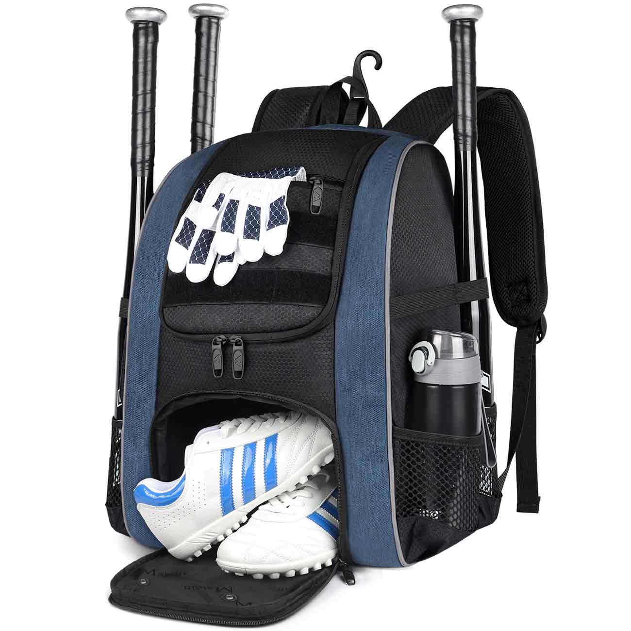 Caps Boys and Adult Batting Mitten MATEIN Baseball Backpack Lightweight Baseball Bag with Fence Hook Hold TBall Bat Softball Bat Bag with Shoes Compartment for Youth Helmet Teeball Gear 