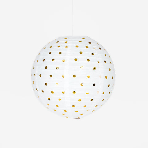 Chinese lantern - White with golden polka dots