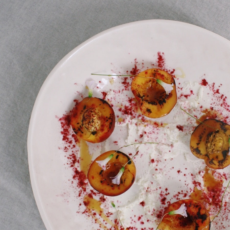 Recipe — Vanilla Roasted Nectarines With Salted Honey Drizzle And Labn Tessuti