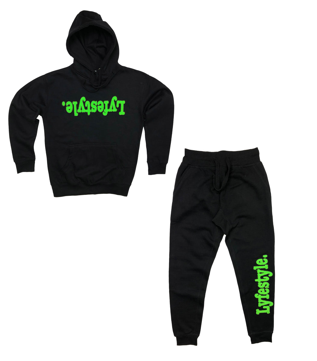 lime green jogging suit