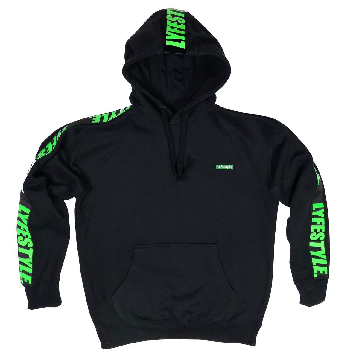 black and lime green hoodie