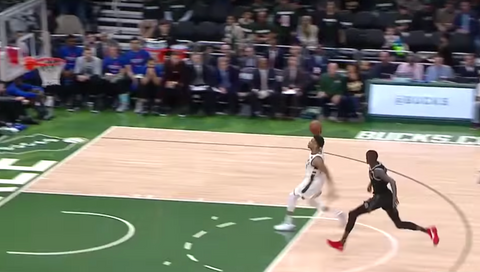 Giannis Antetokounmpo's free throw line dunk