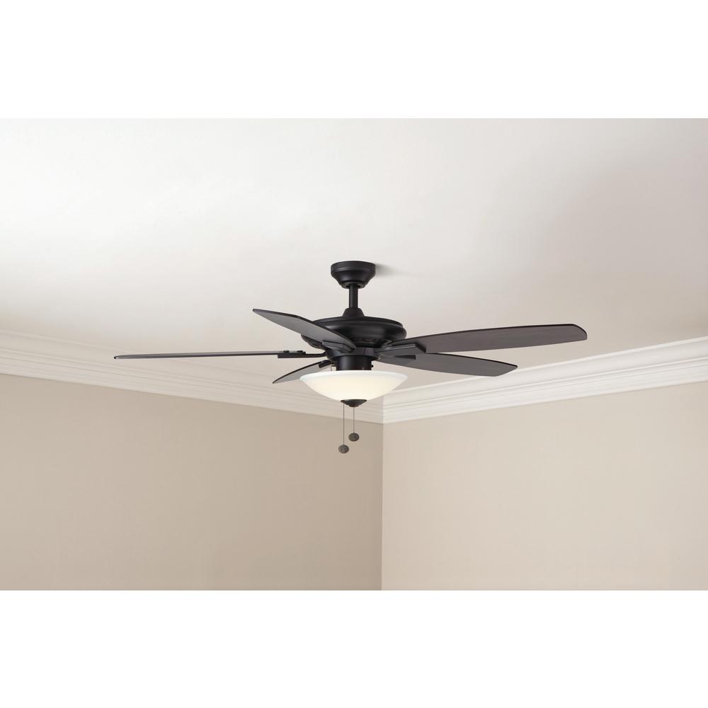 Hampton Bay Menage 52 In Integrated Led Indoor Low Profile Matte Black Ceiling Fan With Light Kit