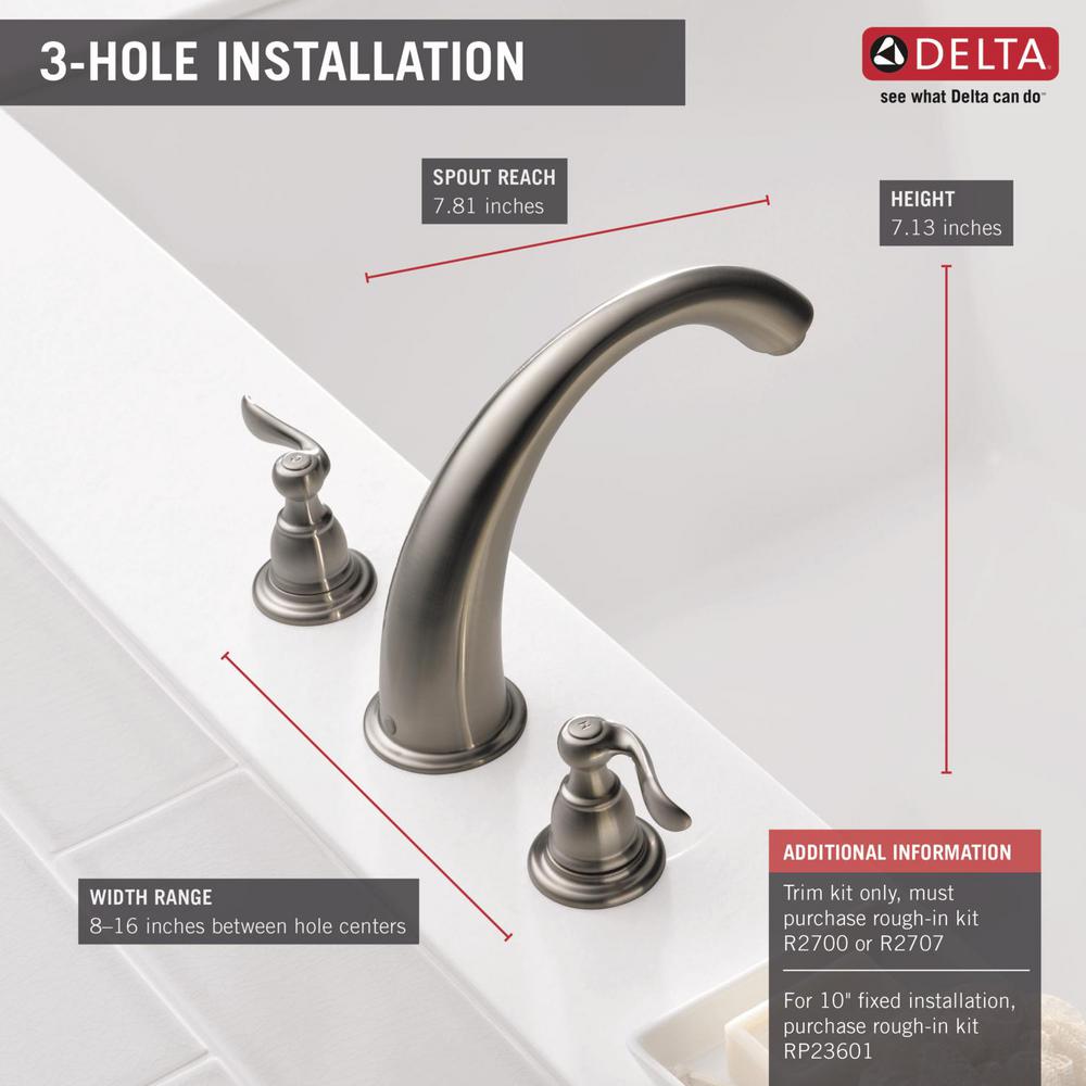 Delta Windemere 2 Handle Deck Mount Roman Tub Faucet Trim Kit Only