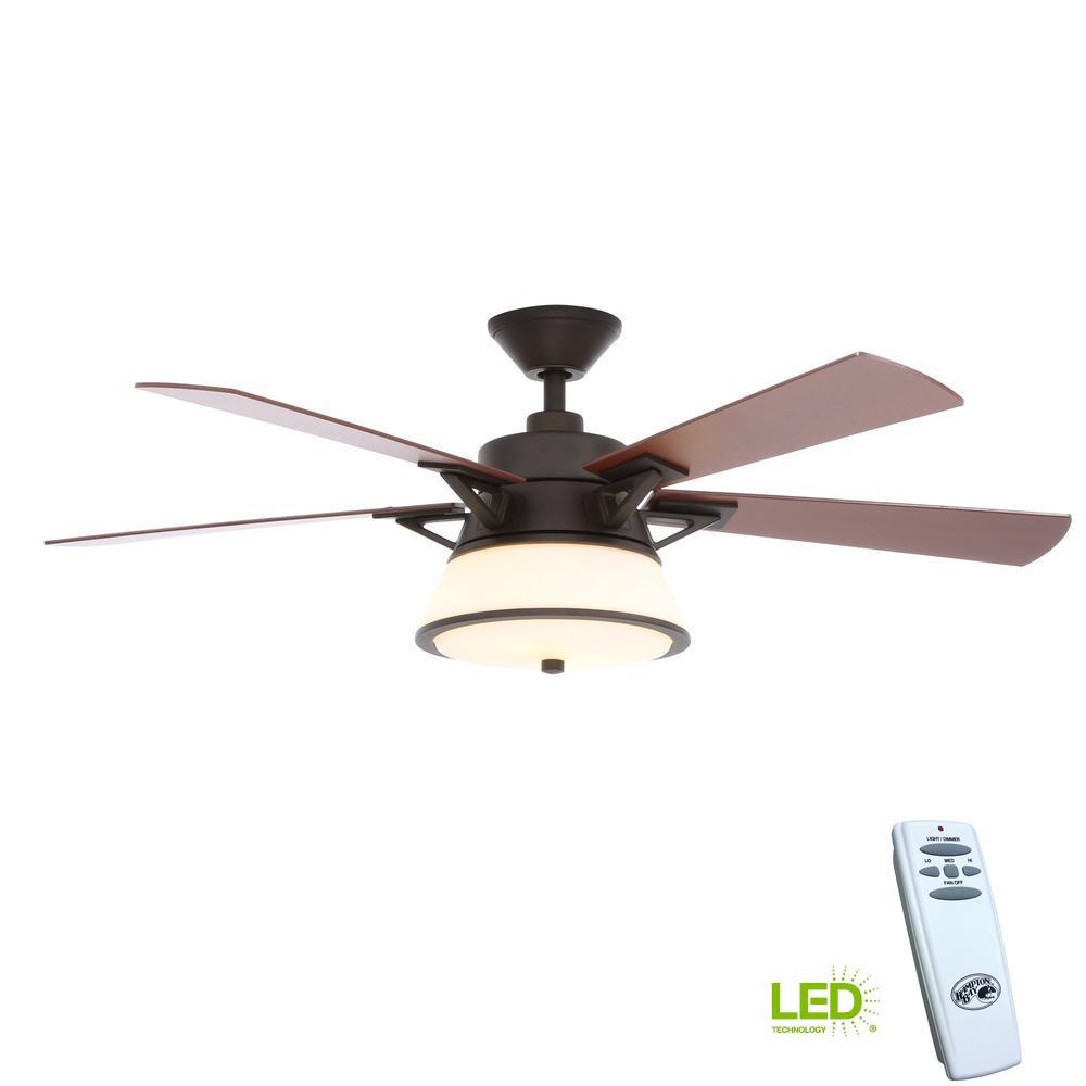 Hampton Bay Marlowe 52 In Led Indoor Oil Rubbed Bronze Ceiling