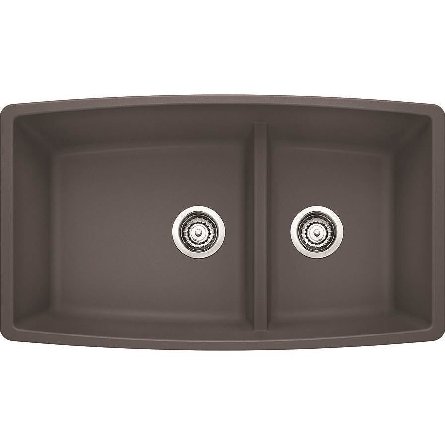 Blanco Performa Undermount Granite Composite 33 In Medium 1 3 4 Bowl Kitchen Sink In Cinder
