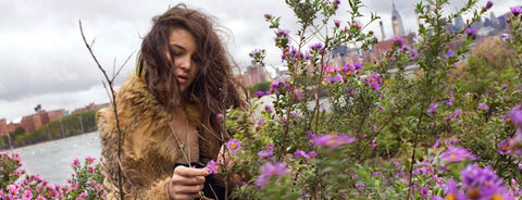 Audrey foraging flowers for dyes