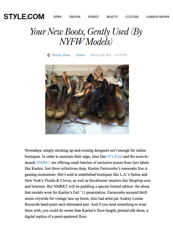Style.com feature on naturally dyed Kaelen boots worn by models