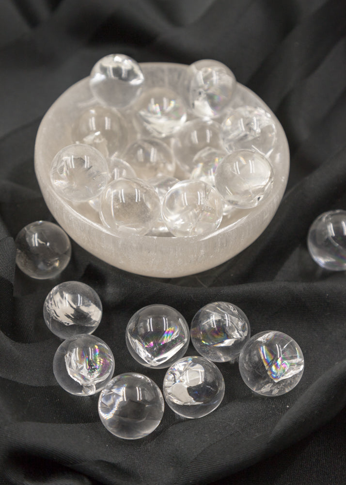 22mm Mini Clear Quartz Rainbow Crackle Spheres Fast Shipping! Rainbow Spheres American Seller