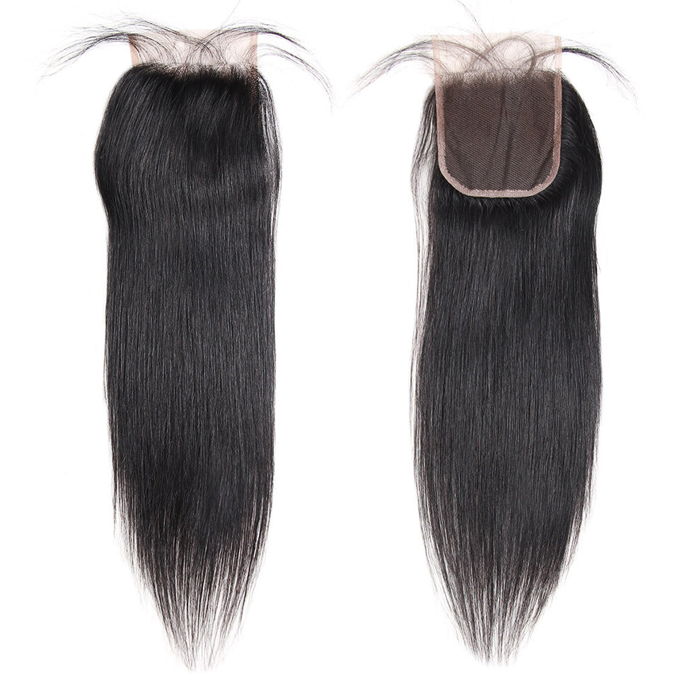 Peruvian Straight Hair 2 Bundles with 4x4 Lace Closure Lolly Hair