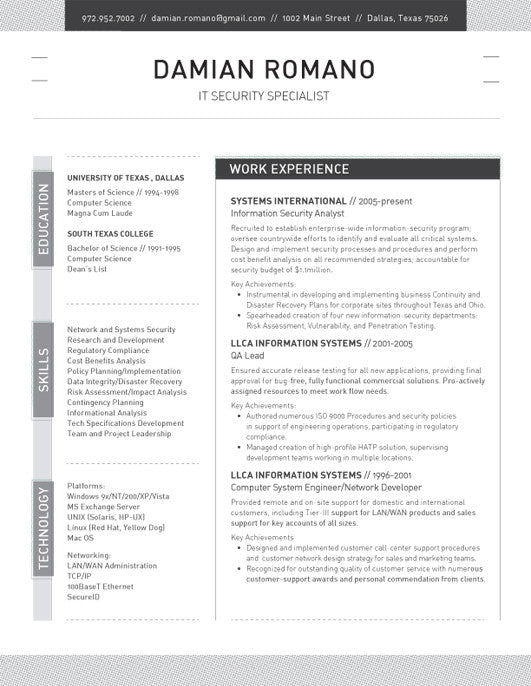Resume template two columns