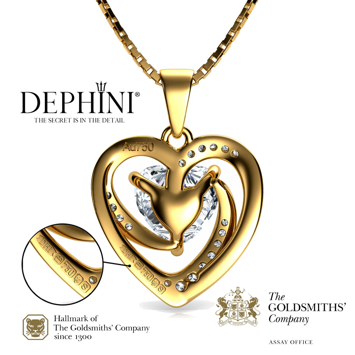 18k Gold Necklace Yellow Gold Heart Pendant By Dephini
