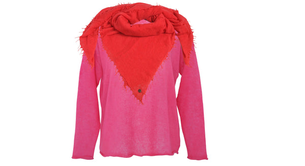 Kaschmir Pullover und Schal in Rot und Pink