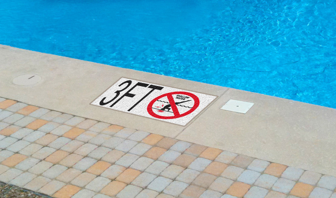 5 inch Font Ceramic Swimming Pool Deck Depth Marker  IN  Abrasive Non-Slip Finish 