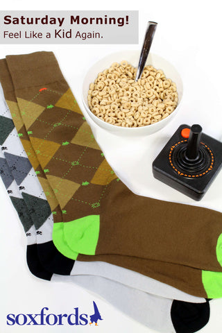 Soxfords Space Invaders Argyle Dress Socks