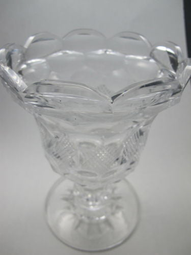 Hand cut old glass pedestal vase honeycomb - O'Rourke crystal awards & gifts abp cut glass
