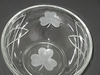 Hand cut glass bowl, Celtic shamrock gift Can be customized - O'Rourke crystal awards & gifts abp cut glass