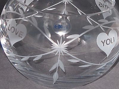 Hand cut lead crystal bowl, Can be customized ,glass, hearts - O'Rourke crystal awards & gifts abp cut glass