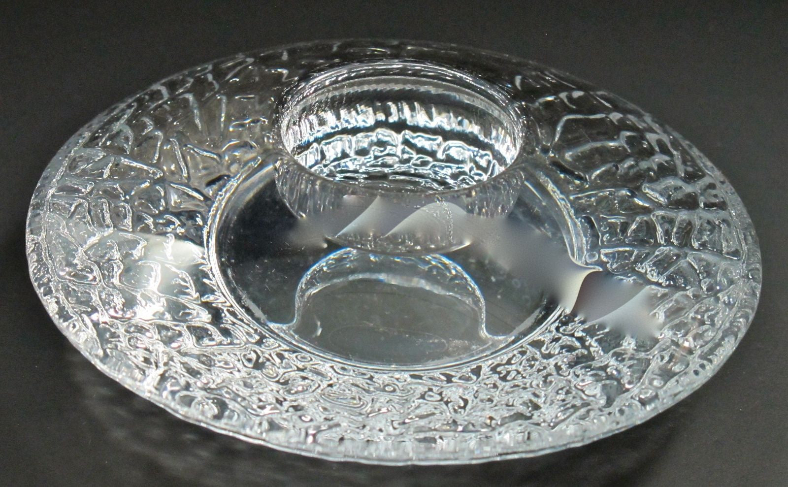 Orrefors discus crystal candle holder