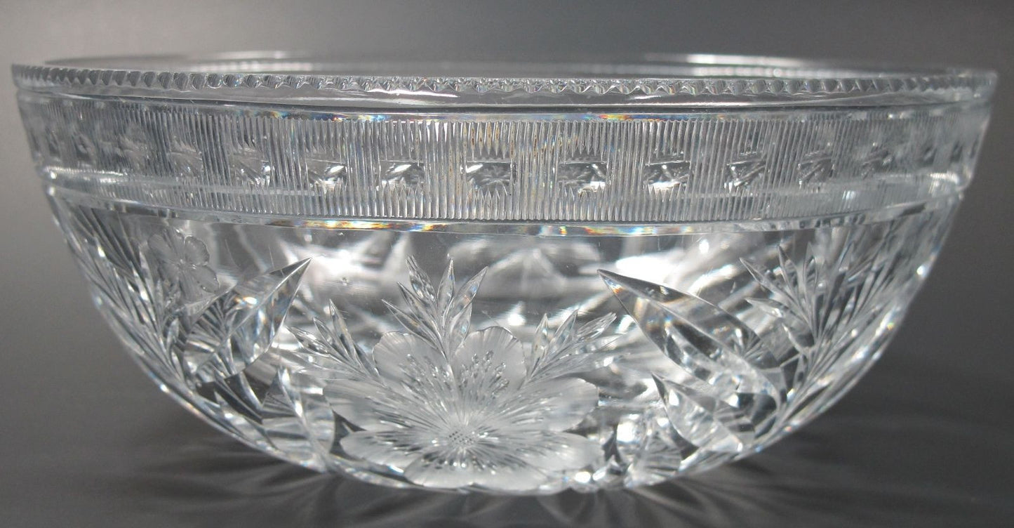 American Brilliant Period Cut Glass bowl ABP Antique Floral WHEEL CUT - O'Rourke crystal awards & gifts abp cut glass