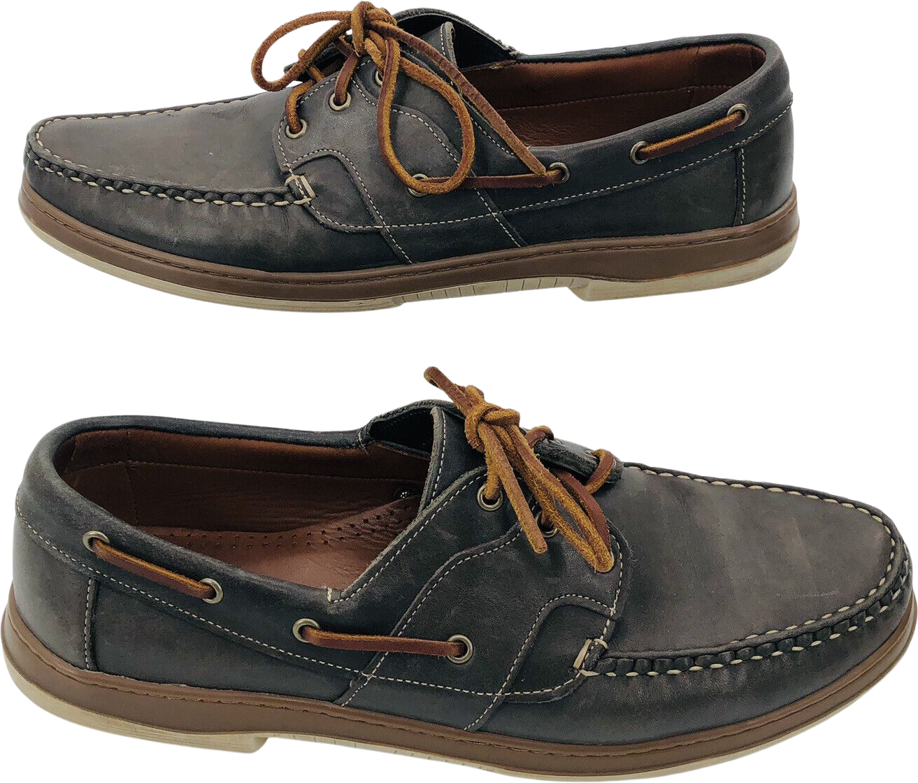 sail weekly glance Vintage Eastport Gray Leather Boat Shoes Mens 12 D Lace Up Loafers by Allen  Ed | Shop THRILLING