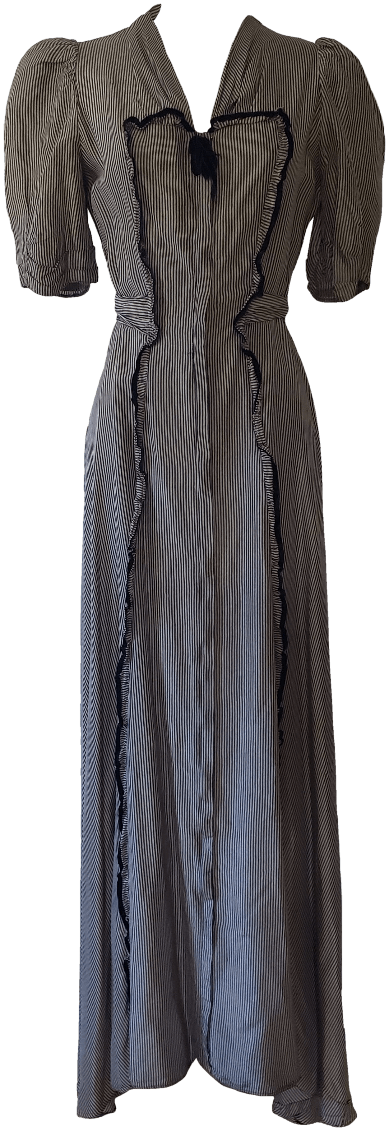 gray and white striped maxi dress