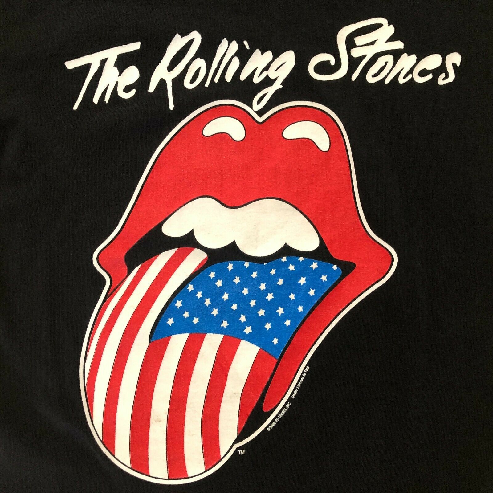 The Rolling Stones Vintage 2000 Usa Flag Tongue Logo Band T-Shirt by Gildan