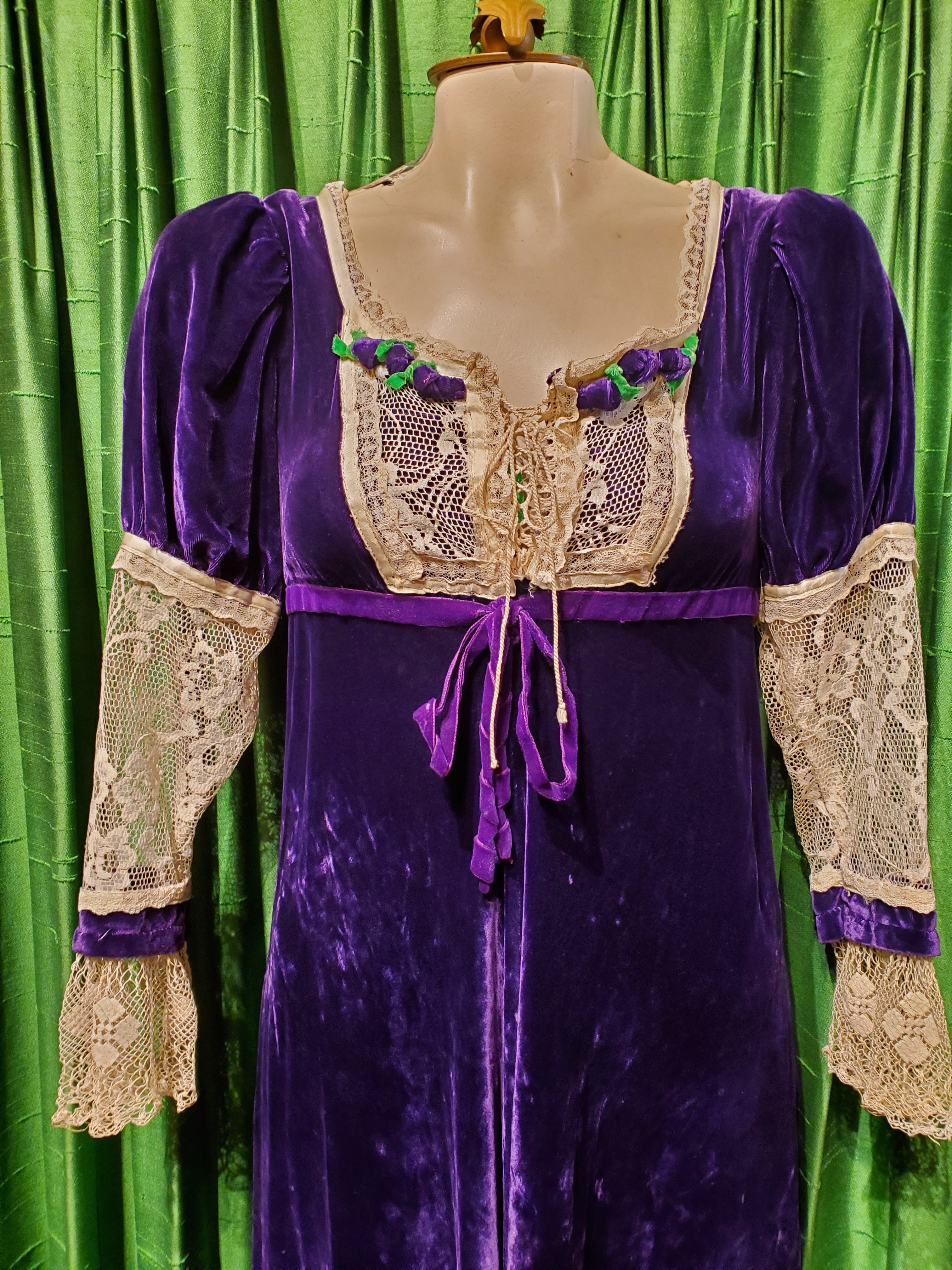 Vintage 60's/70's Purple Velvet Hippie Maxi Dress | Shop THRILLING