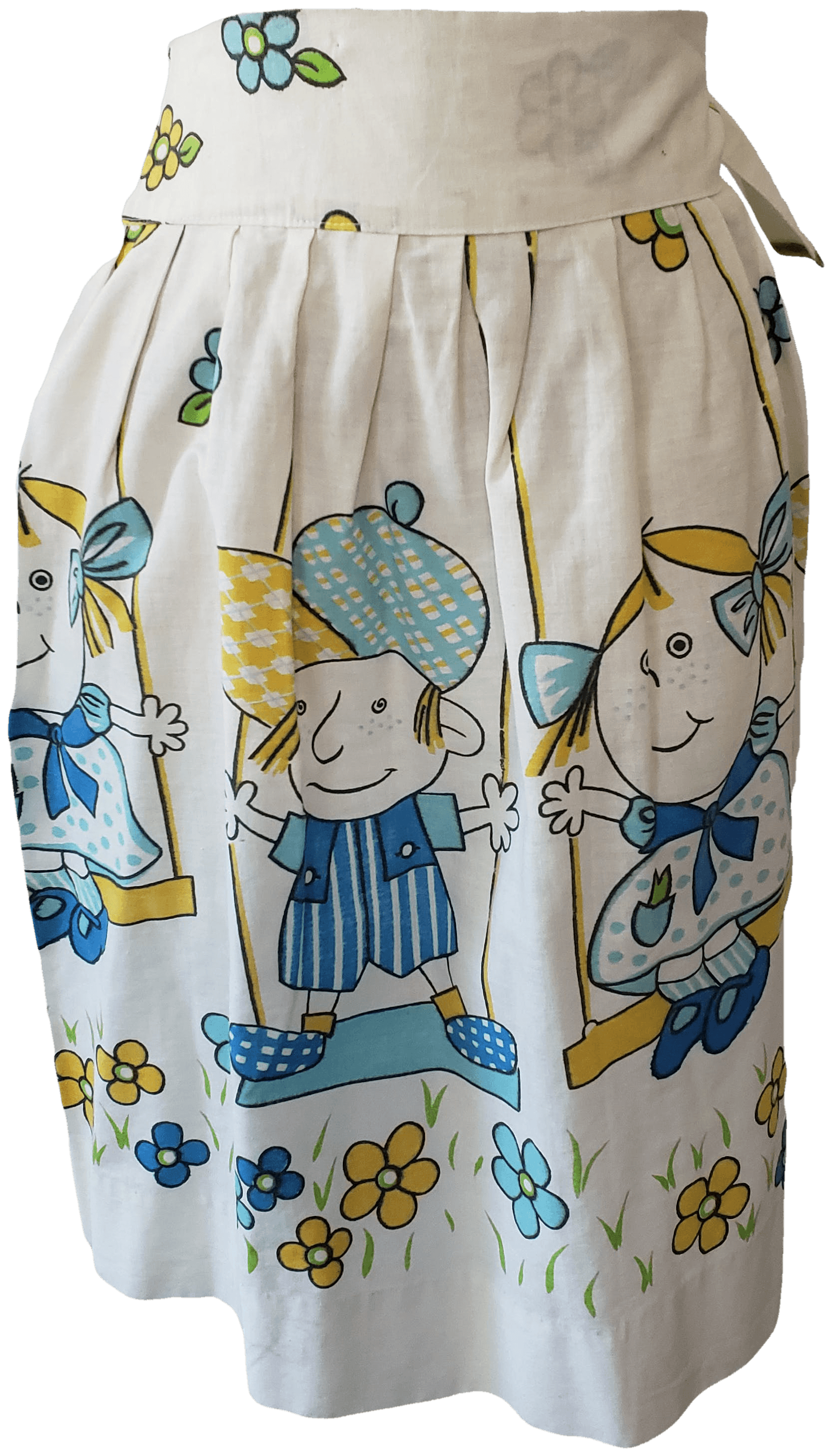 White Pleated Skirt with Kids Swinging 