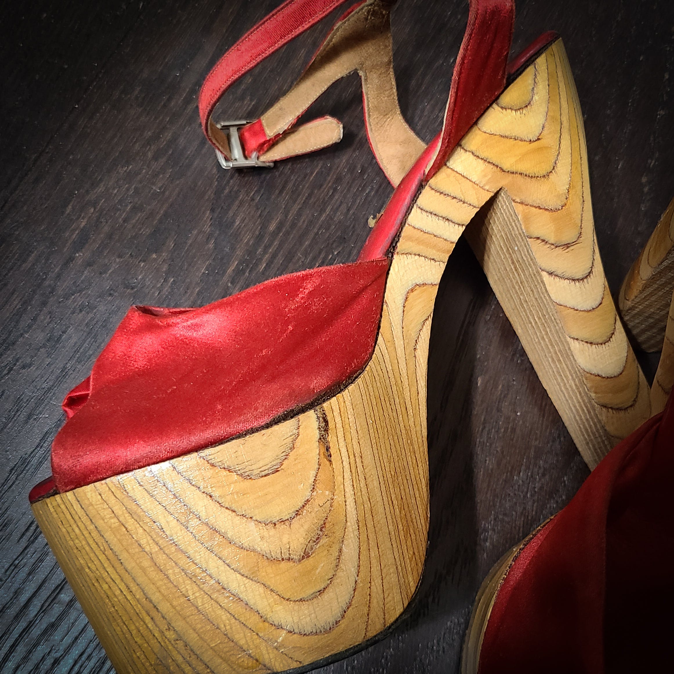 wood bottom heels