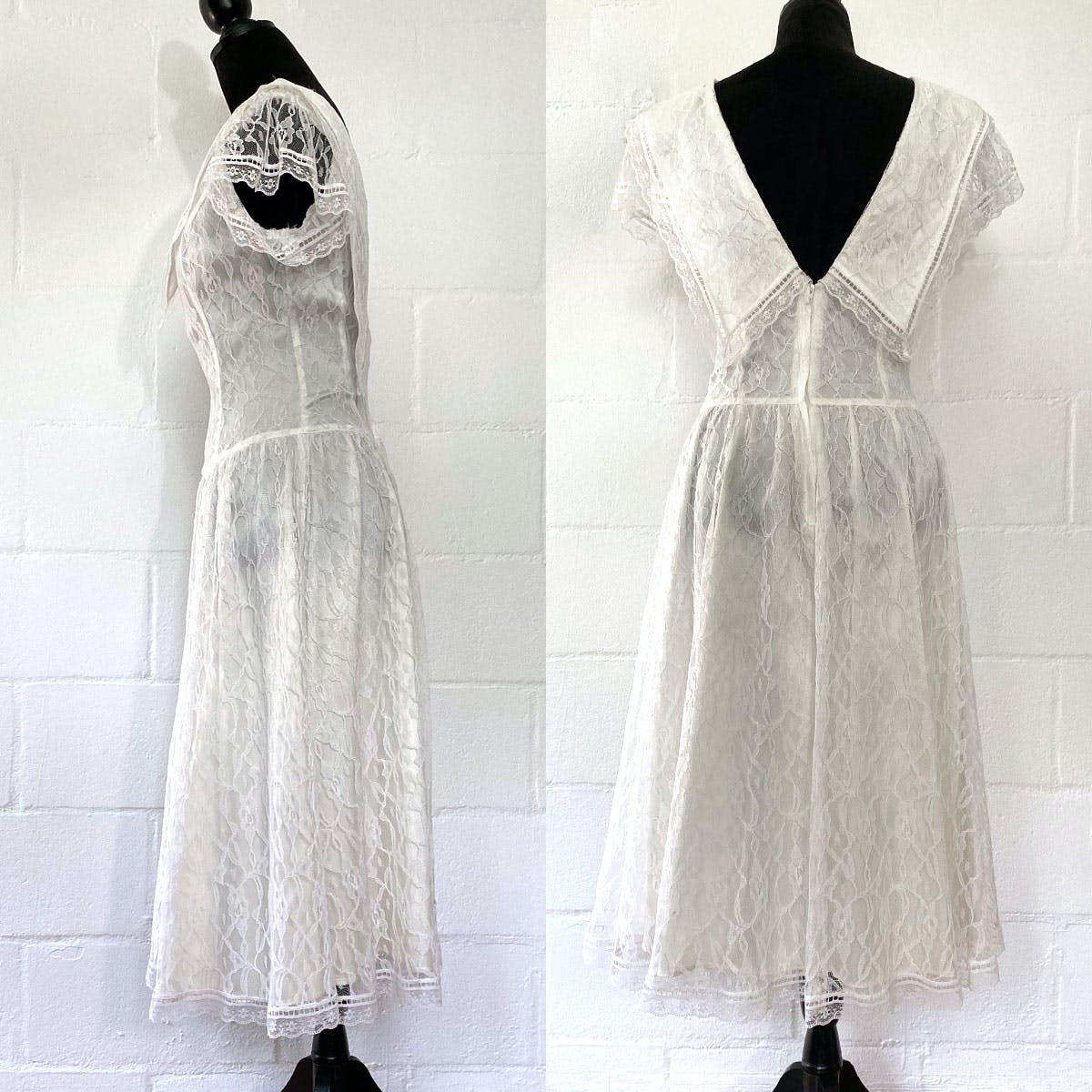 white lace frock designs