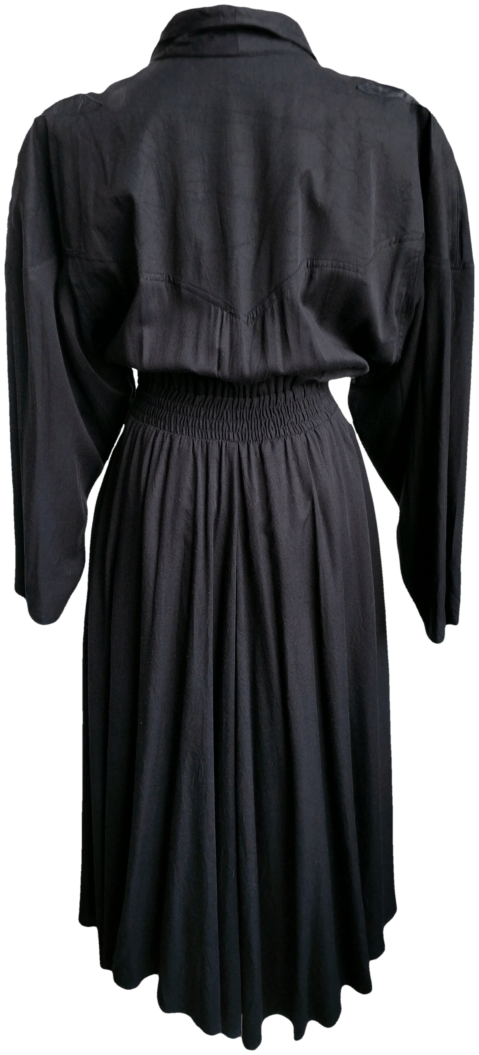 black long sleeve collared dress