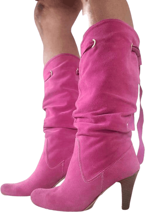 hot pink suede booties