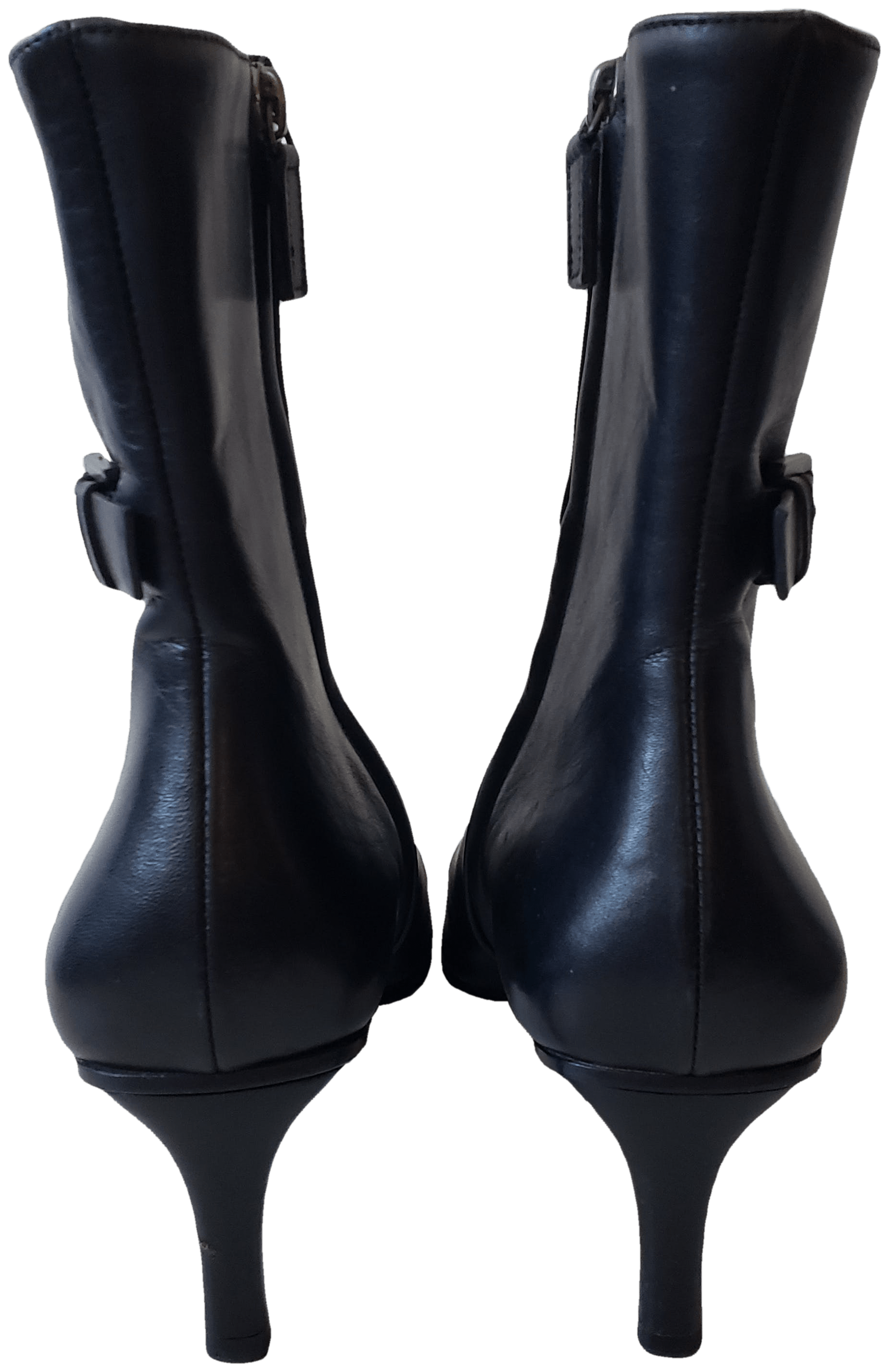 Black Skinny Heel Booties with Buckle 