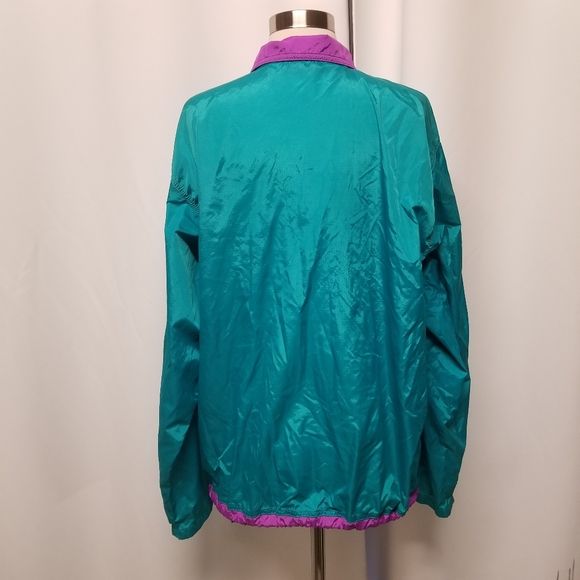 Vintage 80s Retro Aqua Berry Windbreaker Jacket Usa Made Woman's