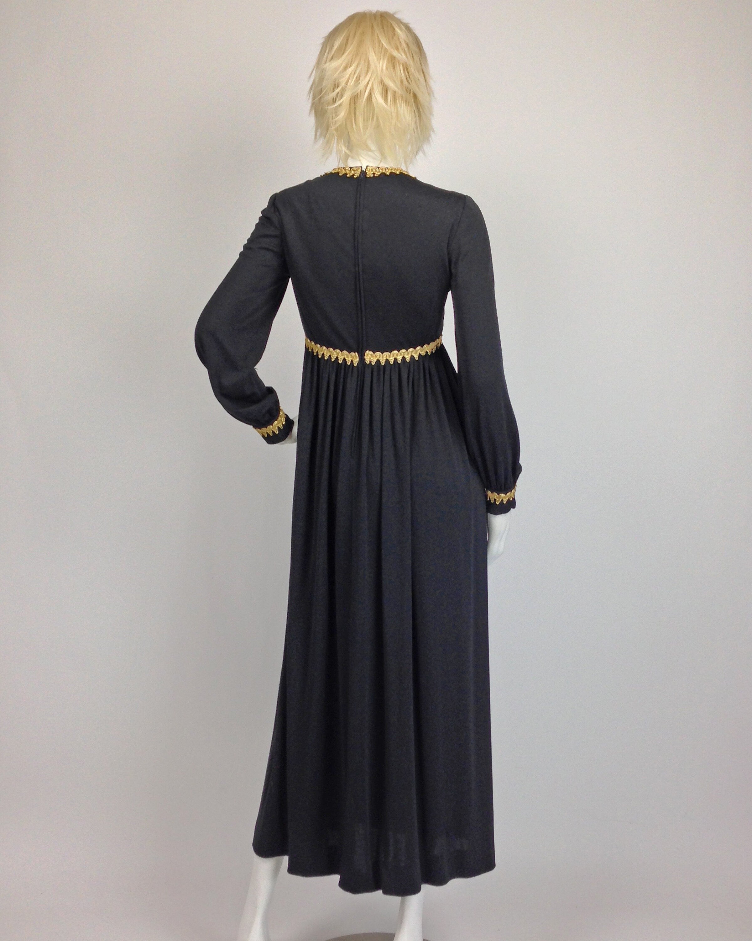 Vintage 70s Long Sleeve Maxi Dress Empire Waist By Ilgwu Shop Thrilling 