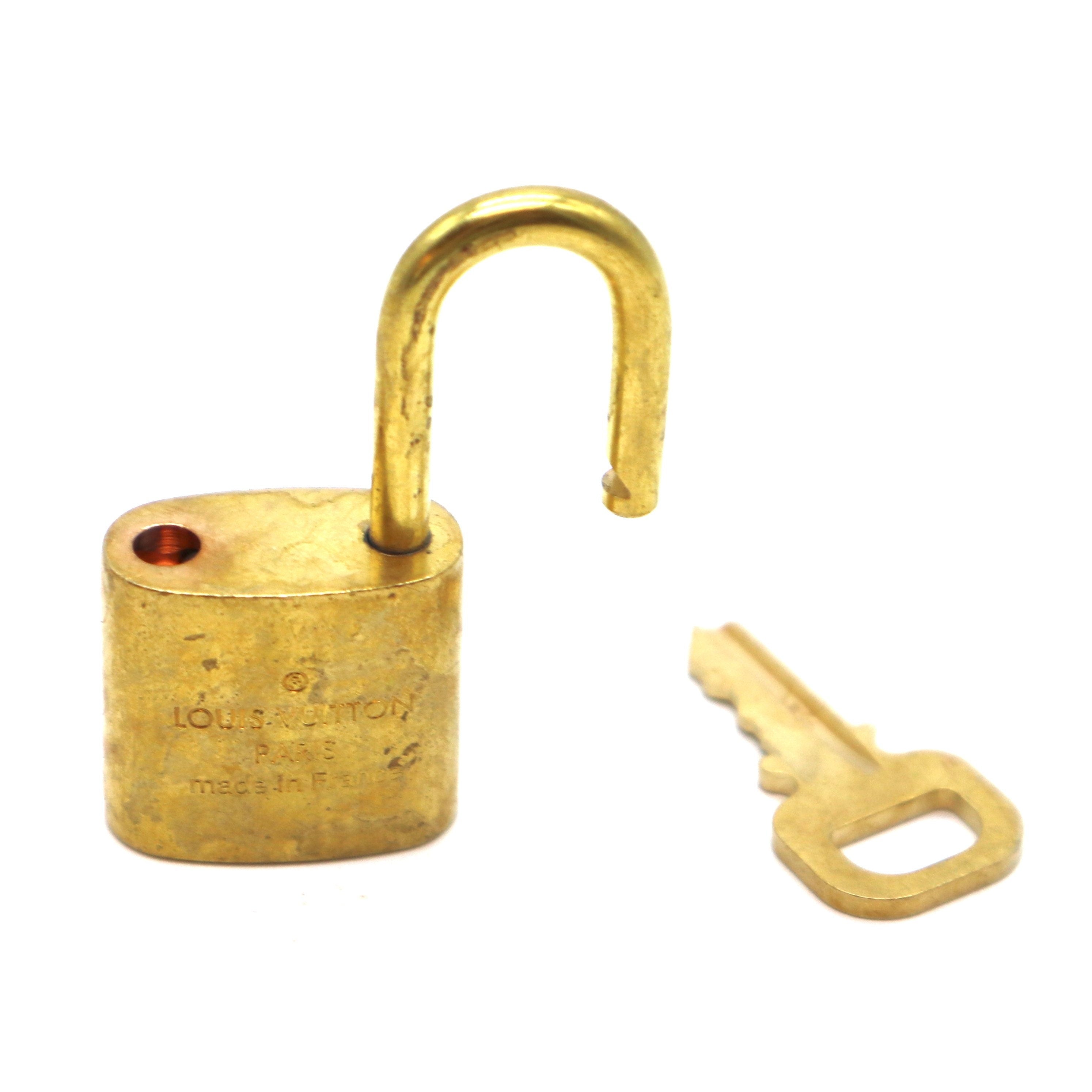 Vintage Gold Brass Lock and Key Set by Vuitton - Free Shipping - Thrilling