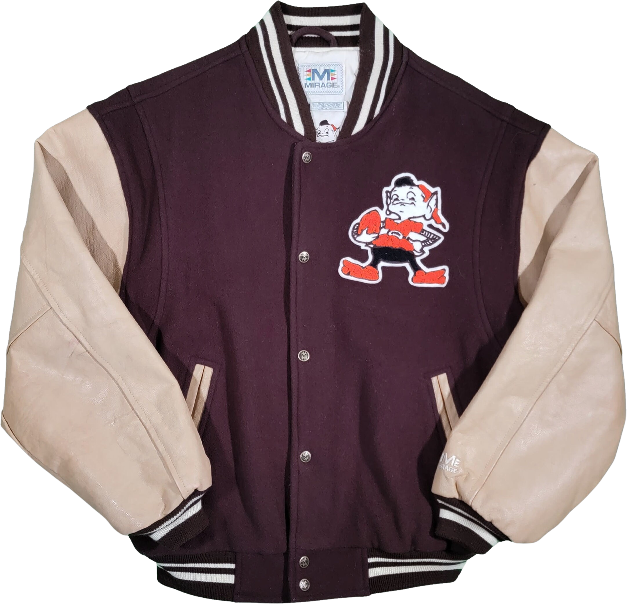 Cleveland Browns Vintage 90s Mirage Varsity Jacket 1964 Wool and Vegan  Leather Nfl Throwbacks Heavy Coat Size Large by Mirage