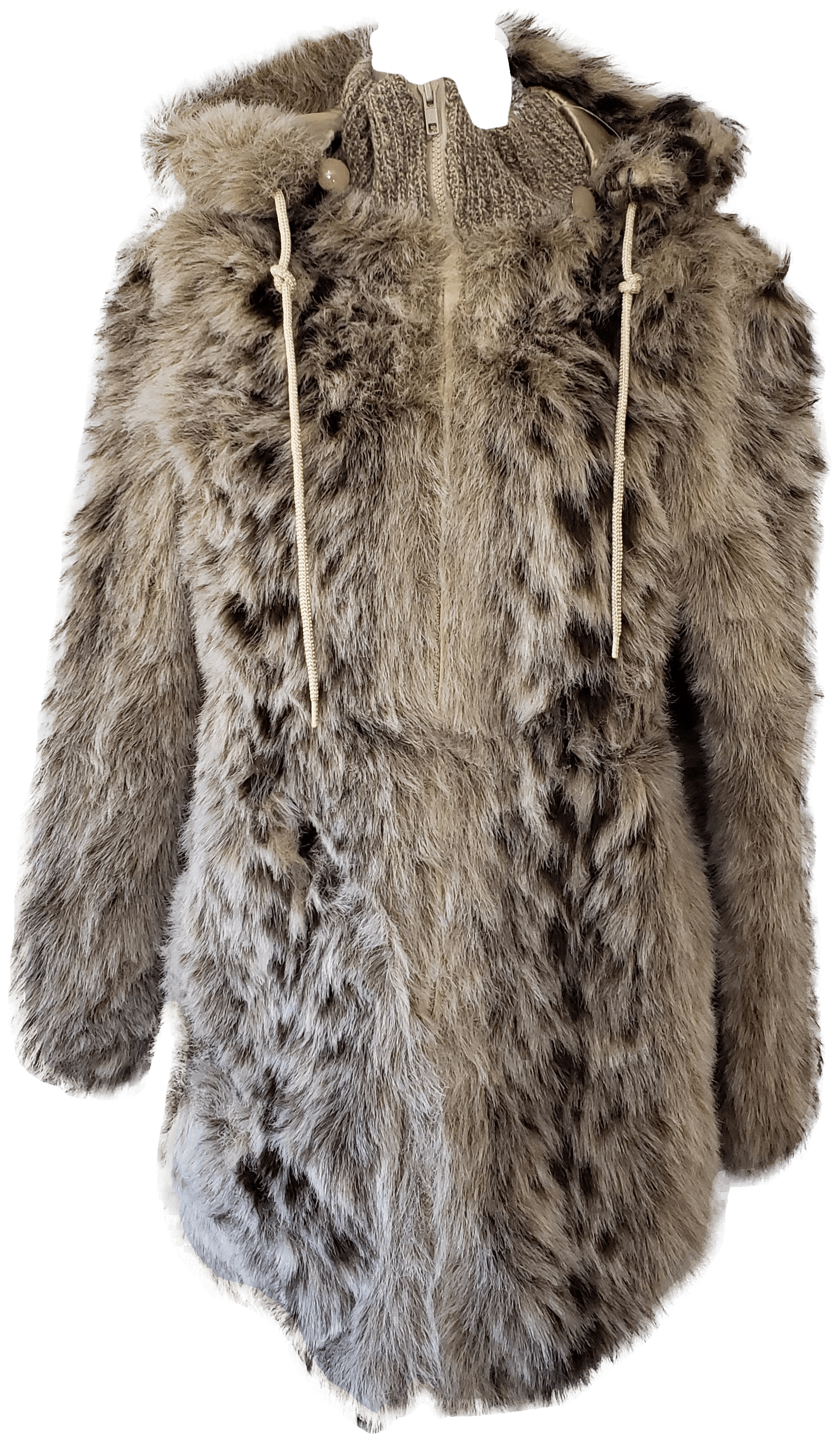 brown fur coat with hood